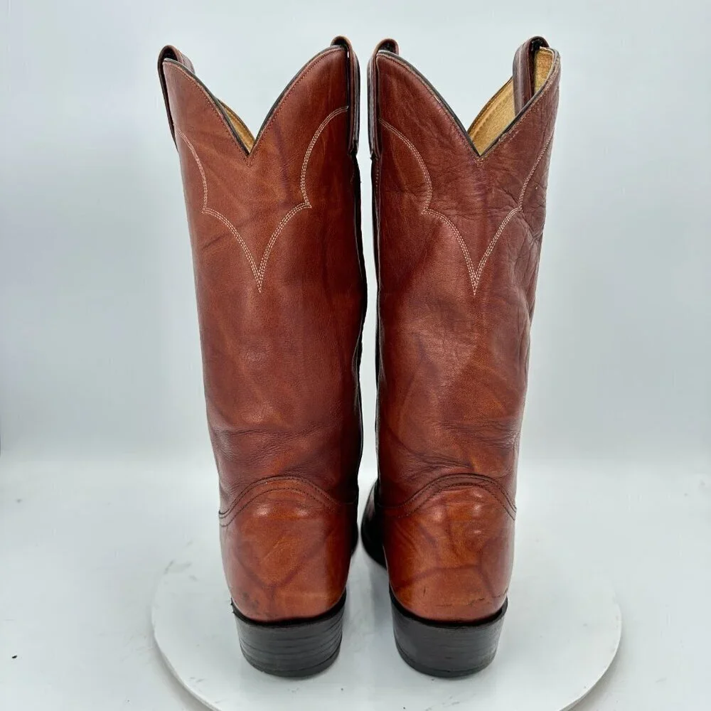 Tony Lama 5084 Men Size 8D Brown Marble Leather Pull On Western Cowboy Boot